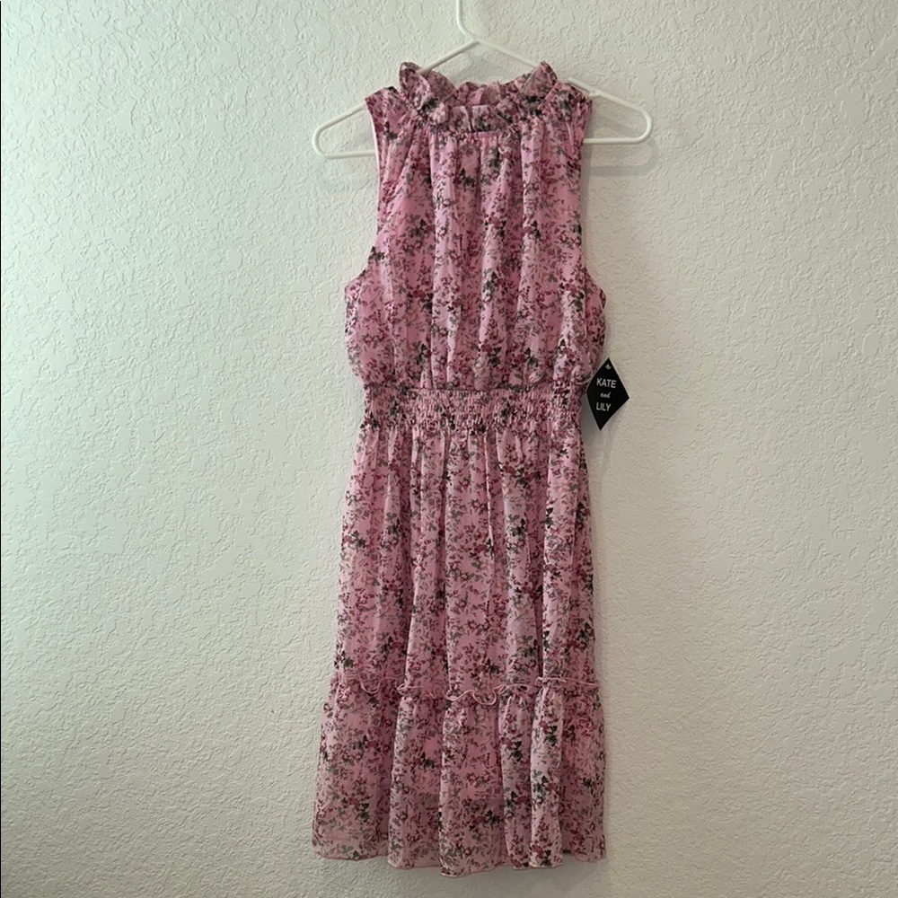 Kate and Lily Pink Floral Sleeveless Dress